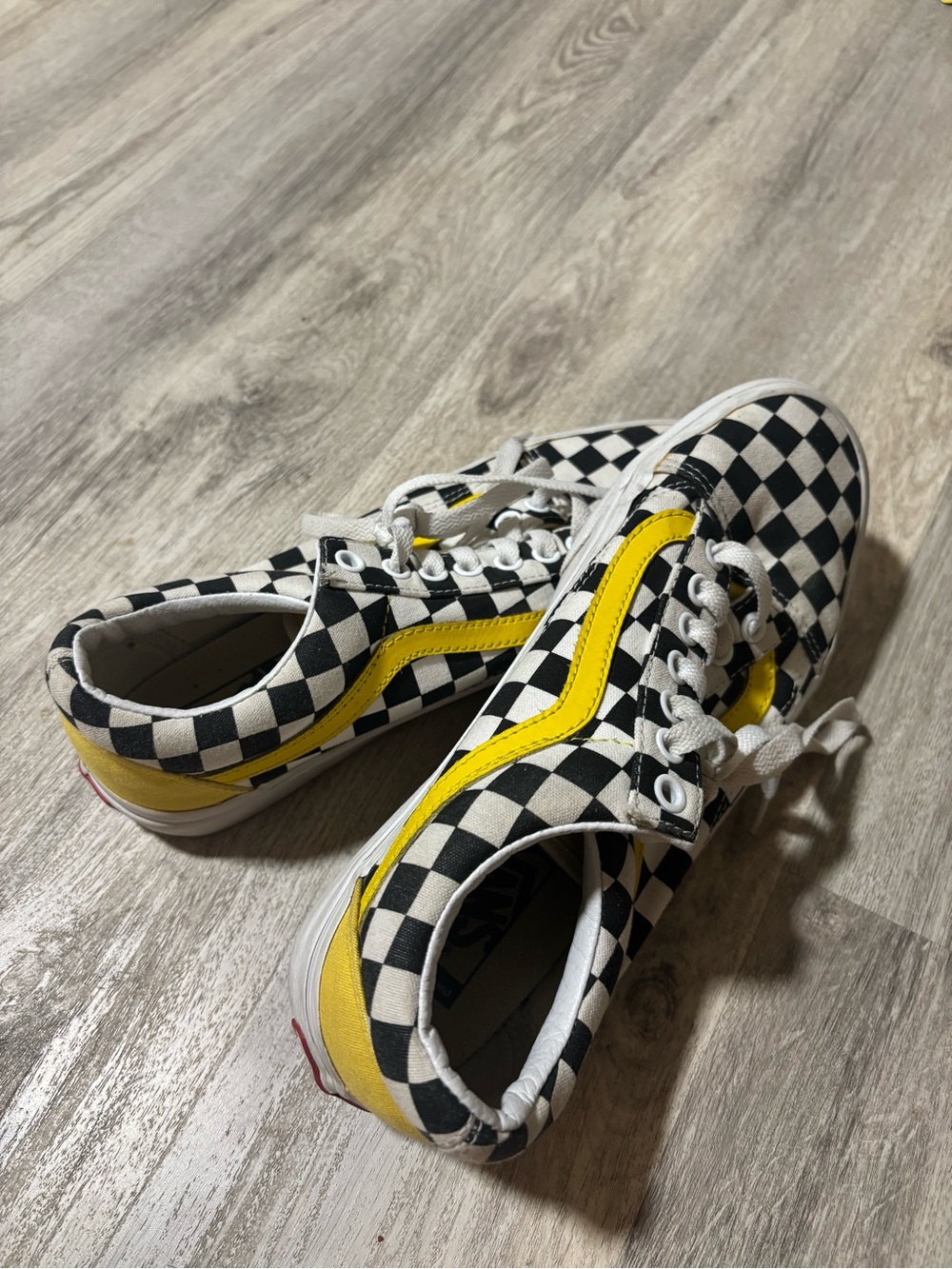 Vans Kids Checkerboard Old Skool Sneakers - Black, White & Yellow